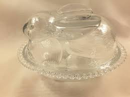 Vintage Clear Glass Rabbit Candy Dish/trinket Bowl With ...
