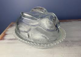 BUNNY NEST Dish…indiana Glass… Clear Glass…large Rabbit Lid ...