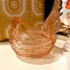 Vintage Kitsch Pink Hen on Nest Candy Dish: Retro Kitchen ...