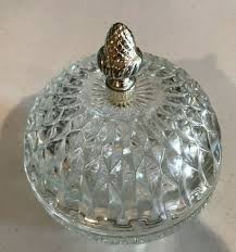 Vintage Etched Cut Crystal/Glass Dish Lid Silver Knob - Candy Nuts Display Excel | eBay Australia