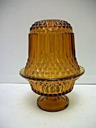 Vtg Amber FAIRY LAMP Candle Holder Indiana Glass Diamond Point 6" T Angel | eBay