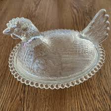 Vintage Indiana Glass Hen On Nest Clear Chicken Candy Trinket Dish With Lid | eBay