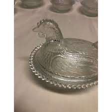 Vintage 1980s Glass Chicken Figure Bowl or Candy Dish | Chairish