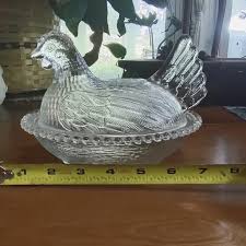 Art | Vintage Mid Century Clear Glass Nesting Hen | Poshmark