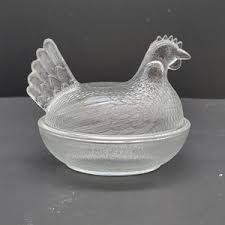 Vintage Glass Chicken, J. H. Millstein Co., Jeannette Glass - Hen on a Nest - Etsy