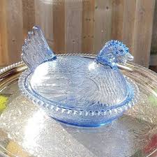 Vintage Indiana Ice Blue Glass Hen on A Nest - Retro Farmhouse Decor, Blue HON, Trinket Dish, Vintage Decor, Farm House Decor - Etsy