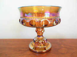 Kings Crown Compote, Indiana Glass Colony, Dark Marigold ...