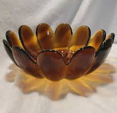 VTG Indiana Glass Large Dark Amber Brown Salad Bowl 12 ...
