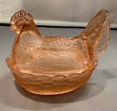 Vintage - L.G. Wright by Fenton - Peach/Pink Glass - Hen on ...