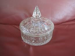 Vintage Diamond Cut Crystal Candy Dish With Lid: Starburst ...
