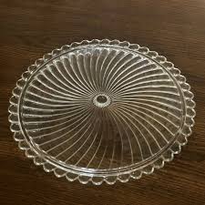 Depression Glass Clear Pastry Treat Tidbit Tray Cake Platter ...