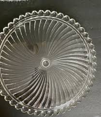 Pressed Glass Footed Swirl Cake Plate. - Etsy