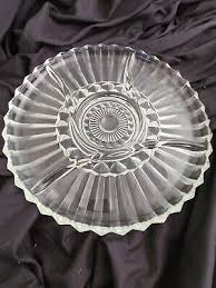 Vintage Decorative Glass Ribbed Vegetable Tray Divided Platter 12" | eBay