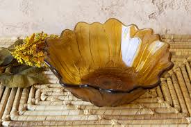 VINTAGE Indiana Glass LILY PONS Amber Flower Bowl - Etsy