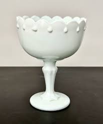 Vintage Indiana Milk Glass Stackable Pedestal Bowl Teardrop 7.5" Tall 5.5” Bowl | eBay