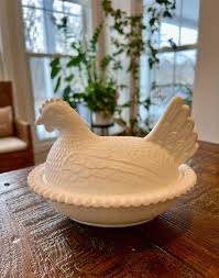 Vintage Indiana Milk Glass Hen on Nest | Mercari