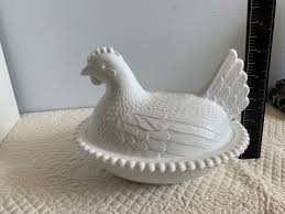 Vintage Indiana milk white glass hen on nest and 11 similar ...