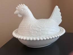 Vintage Hen on a Nest Candy Dish White Milk Glass by Indiana ...
