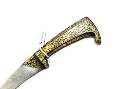 Work Gold Knife Dagger Blade Steel Sikh Kirpan Koftgari ...