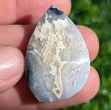 Plume Agate Cabochon, Indonesia Snow White Plume Agate ...