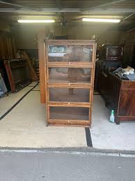 Gun Quarter Sawn Oak Barrister Bookcase hand carved lawyer glass case $375 OBO!! for Sale in Los Angeles, CA - OfferUp