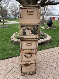Antique Vintage Industrial Solid Stackable Metal Bins | eBay