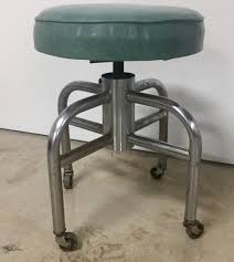 1940s Industrial Tubular Steel Rolling Stool and ...