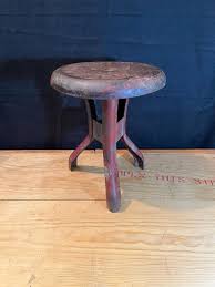 Vintage Red Milking Stool, Rustic Farmhouse Decor, 3-legged ...