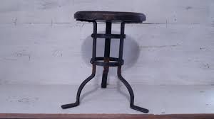 Wood & Iron Footstool Display Riser Antique Legs Vintage ...