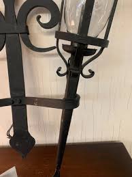 2 Double Wrought Iron Sconces with Baccarat Crystal Globe ...