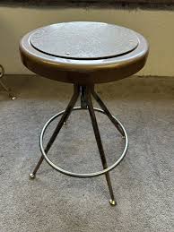 Vintage Mid Century Industrial Metal Shop School Stool Chair ...