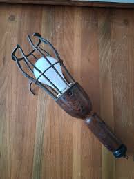 Vintage lamp Drop Light electric Wood Porcelain Thread Clean ...