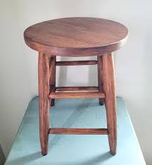 Vintage Stained Wood Stool 18-inches Tall 13-inches in ...