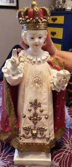 Antique Large Child Of Prague Infant Jesus Catholic 22" Statue W/Vestments | eBay