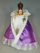 Purple Infant of Prague Dress | Satin | 7" - 10" - Holy Land Art Company, LLC