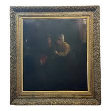 19th C. Interior of Woman at Spinning Wheel | Chairish