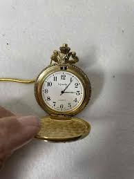 Vtg Infinity Pocket Watch Unisex Gold Tone Engraved Chain ...