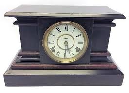 E Ingraham Black Mantle Shelf Clock Wooden Wood Vintage Used ...