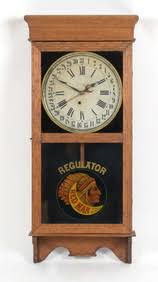 Red Man Chewing Tobacco Advertising Oak Regulator Clock, E. Ingraham Company