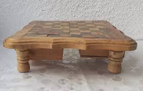 9+" Vintage wooden chess board with legs and two drawers ...