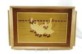 Vintage Inlaid Wooden Trays Made Phillippines Geese | eBay