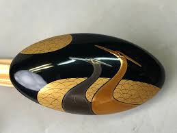 Y7807 OBIDOME Makie Crane sash clip brooch cord Japan antique kimono a – Hareitiba Japanese Antique