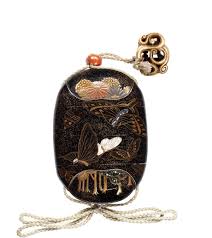 Bonhams : A black and gold lacquer large three-case inro By Koshin, late 19th century