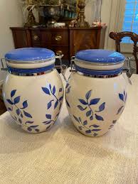 Blue and White Ceramic Inspirado Lidded Coffee Canister ...