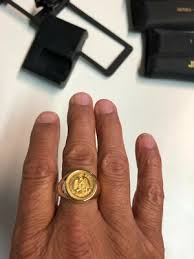 14kt/22kt Yellow Gold 2.5 Mexican Pesos Coin Ring Size 11.75 ...