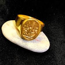 Intaglio Roman Coin Sterling Silver Ring - 24k Gold Over ...