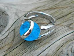 Stone Glows in the Dark - Interchangeable Marble Ring With Handmade 10mm (glow in the Dark) Glass Marble - Etsy