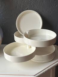 Vtg Interdesign Swivel Organizer Cream White with Lid MCM ...