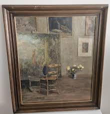 The Artist's Studio – Vintage Oil Painting of a Mid-century ...