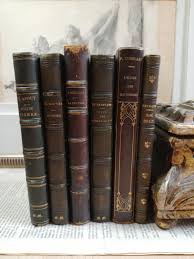 Antique French Leather Books: 1800s Library Decor, Set of 6 ...